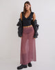 Image of Surina Maxi Skirt in Tilted Stripe Chiffon Pink and Burgundy