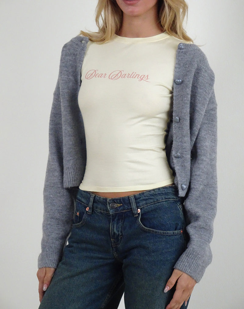 Sutin T-shirt in Buttermilk met Dear Darlings-opdruk