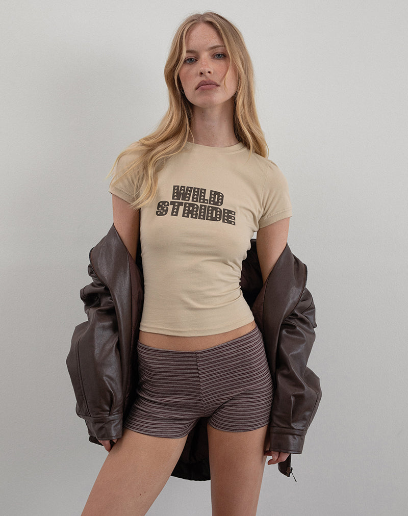 Afbeelding van Sutin T-shirt in kokosmelk met Wild Stride-grafiek