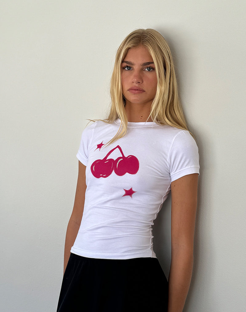 Sutin Baby T-shirt in witte kersenprint