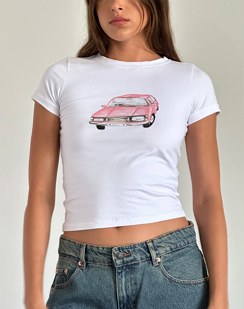 Sutin Baby Tee in Wit met Krabbel Autografiek