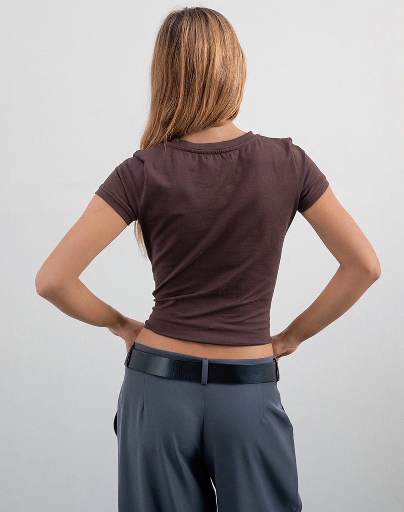 Afbeelding van Sutin Baby Tee in Deep Mahogany met Don't Be Jealous Slogan