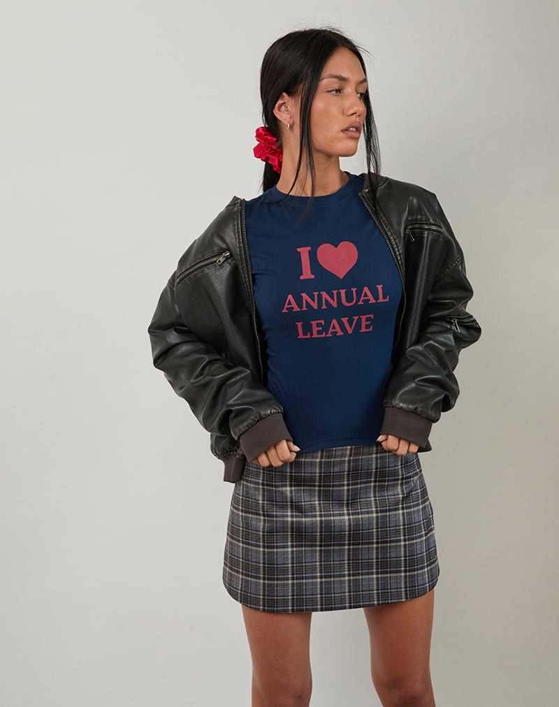 Sutin T-shirt in marine met rood Ik hou van verlofgrafiek
