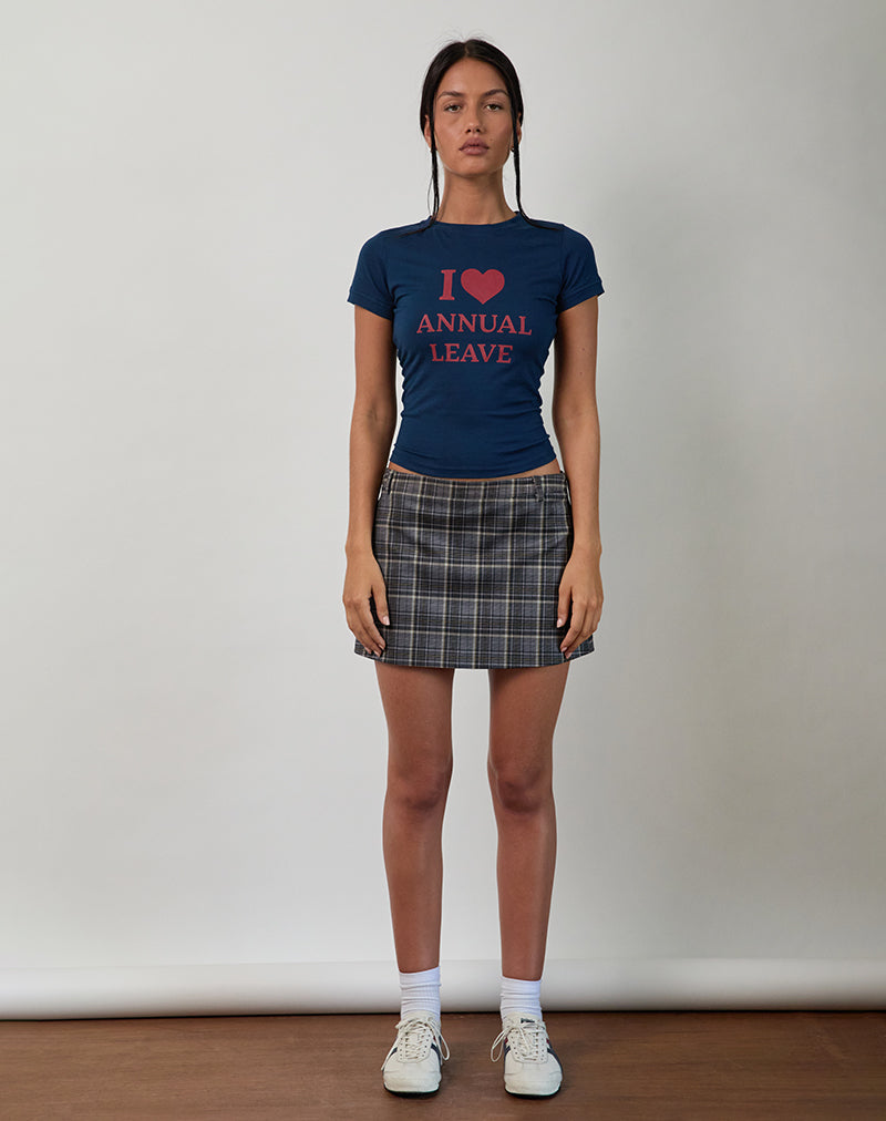 Afbeelding van Sutin T-shirt in marine met rode I Love Jaarlijks Verlof-grafiek
