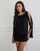 Afbeelding van Sybe Cut Batwing Sleeve Mini Dress in Zwart