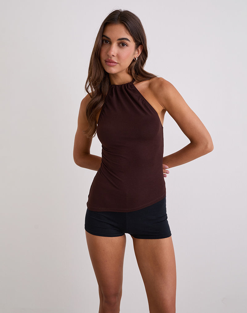 Image Sadra Halter Top in Rayon Jersey Bittere Chocolade