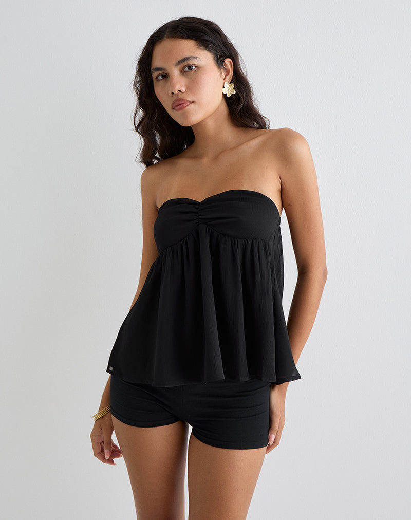 Afbeelding van Setsuko Bandeau Longline Top in Zwart