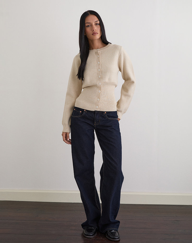 Subra geribd vest met lange mouwen in ivoor