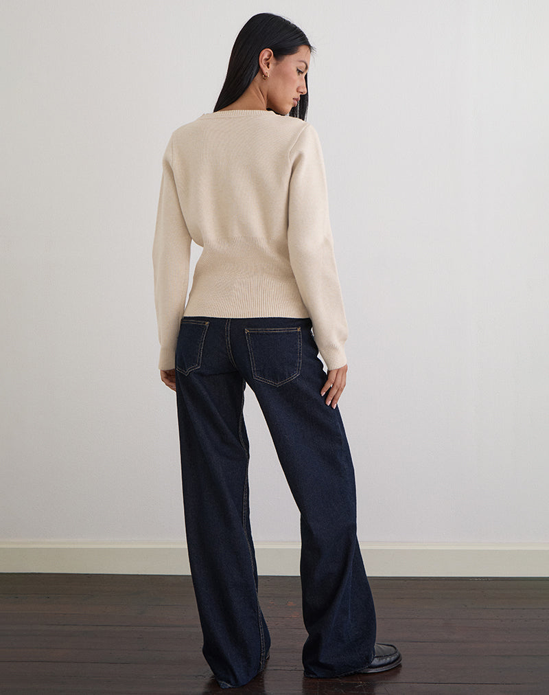 Afbeelding van Subra Geribd Vest met lange mouwen in Ivoor