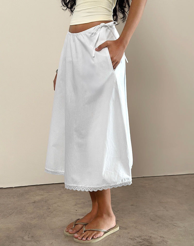 Taka Midi rok in popeline wit