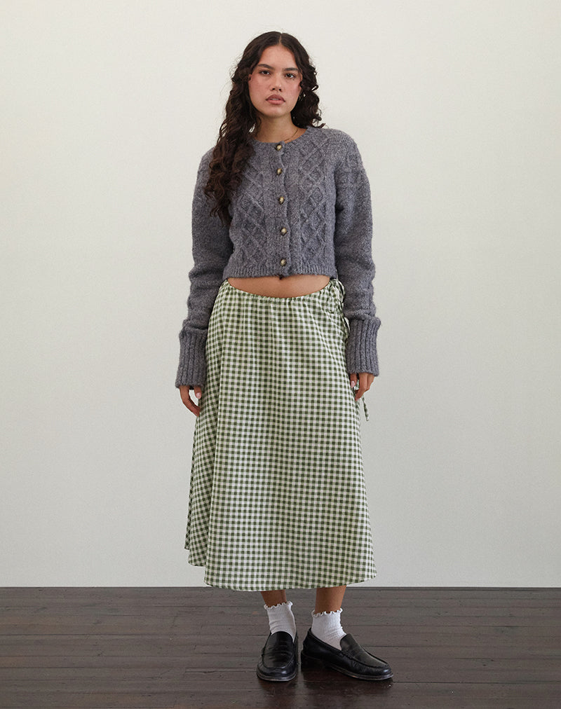 Takara Midi Rok in Olijf Gingham