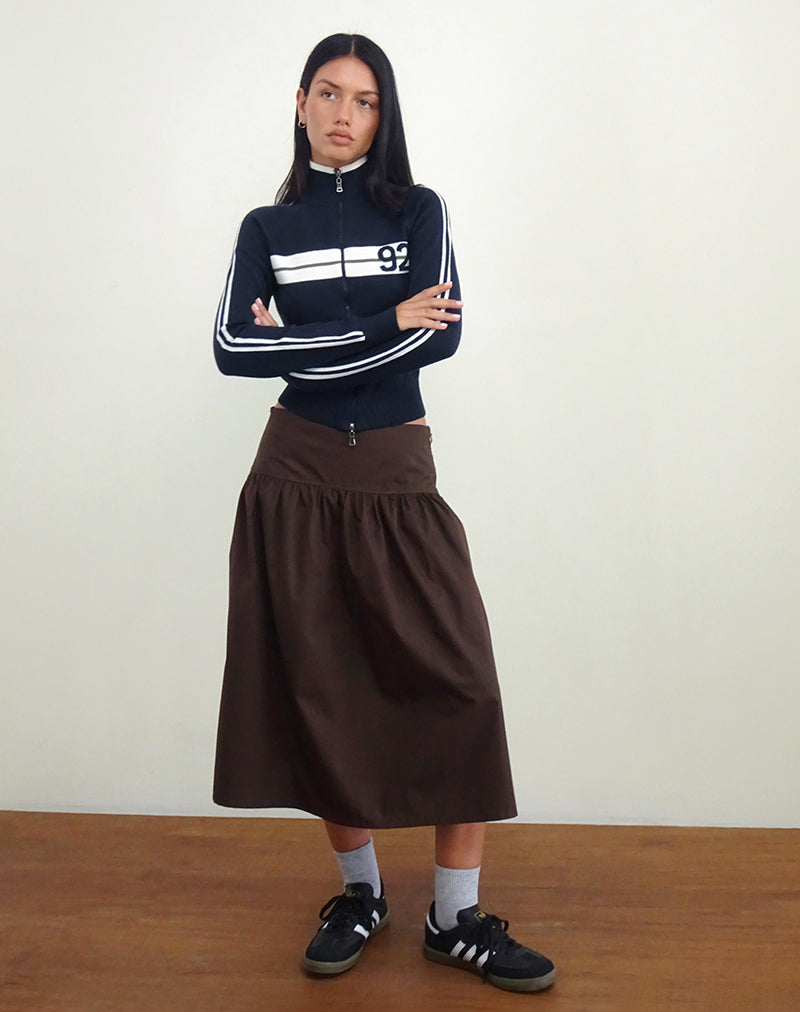 Ditara Midi-rok in Chocoladebruin