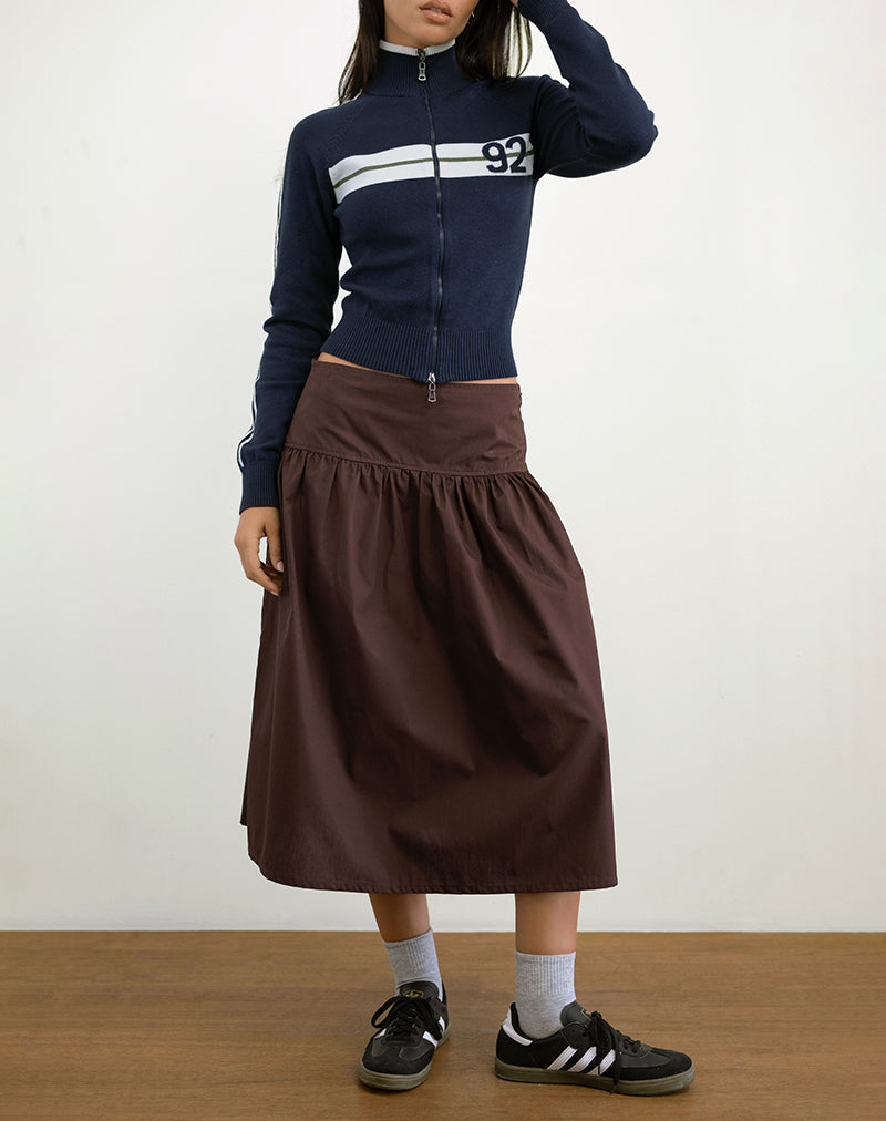 Ditara Midi-rok in Chocoladebruin