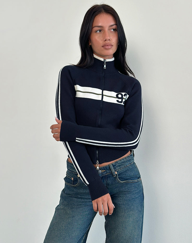 Afbeelding van Takiya Rits Door Jas in Diep Navy met 92 Design