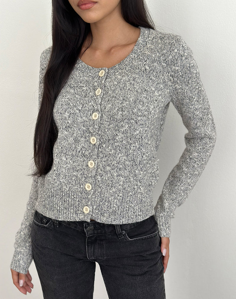 Talira Vest in gebreid donkergrijs gemêleerd