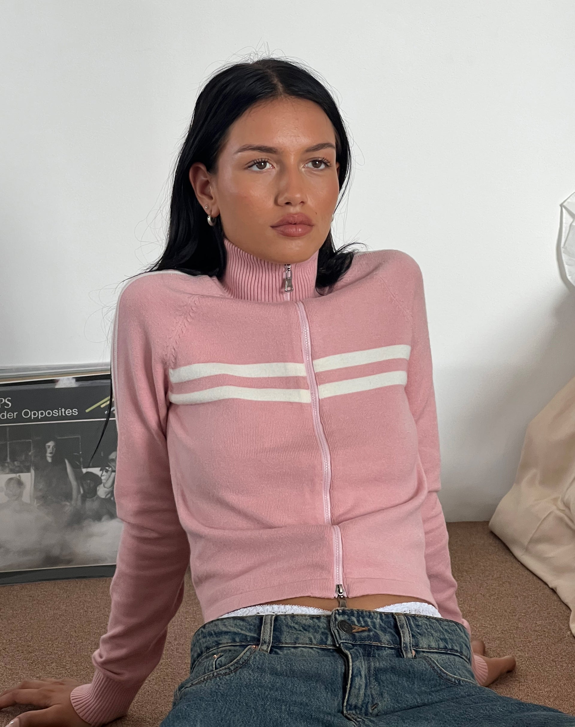 Afbeelding van Talisa Sportief Rits Door Jasje in Knit Roze