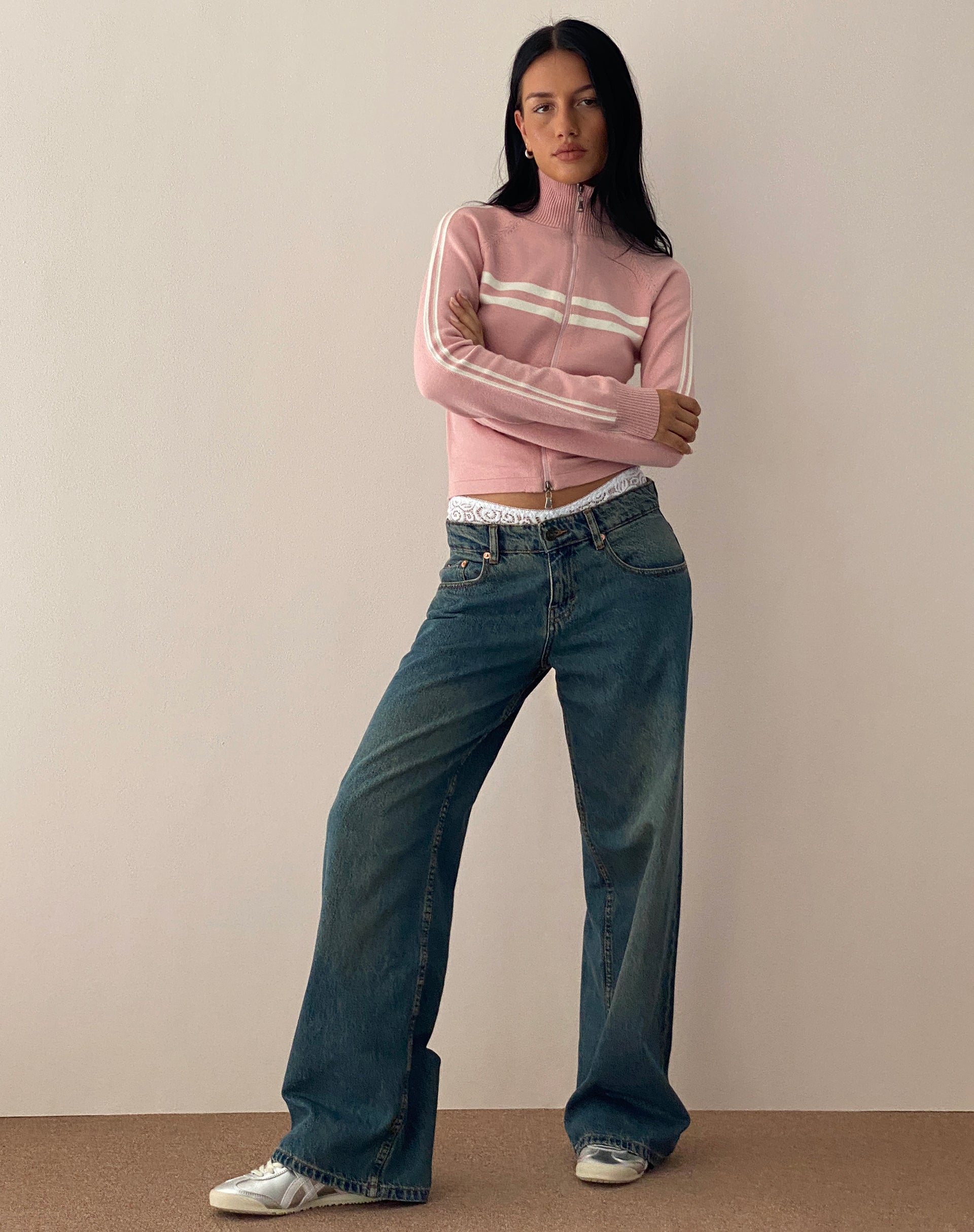 Afbeelding van Talisa Sportief Rits Door Jasje in Knit Roze