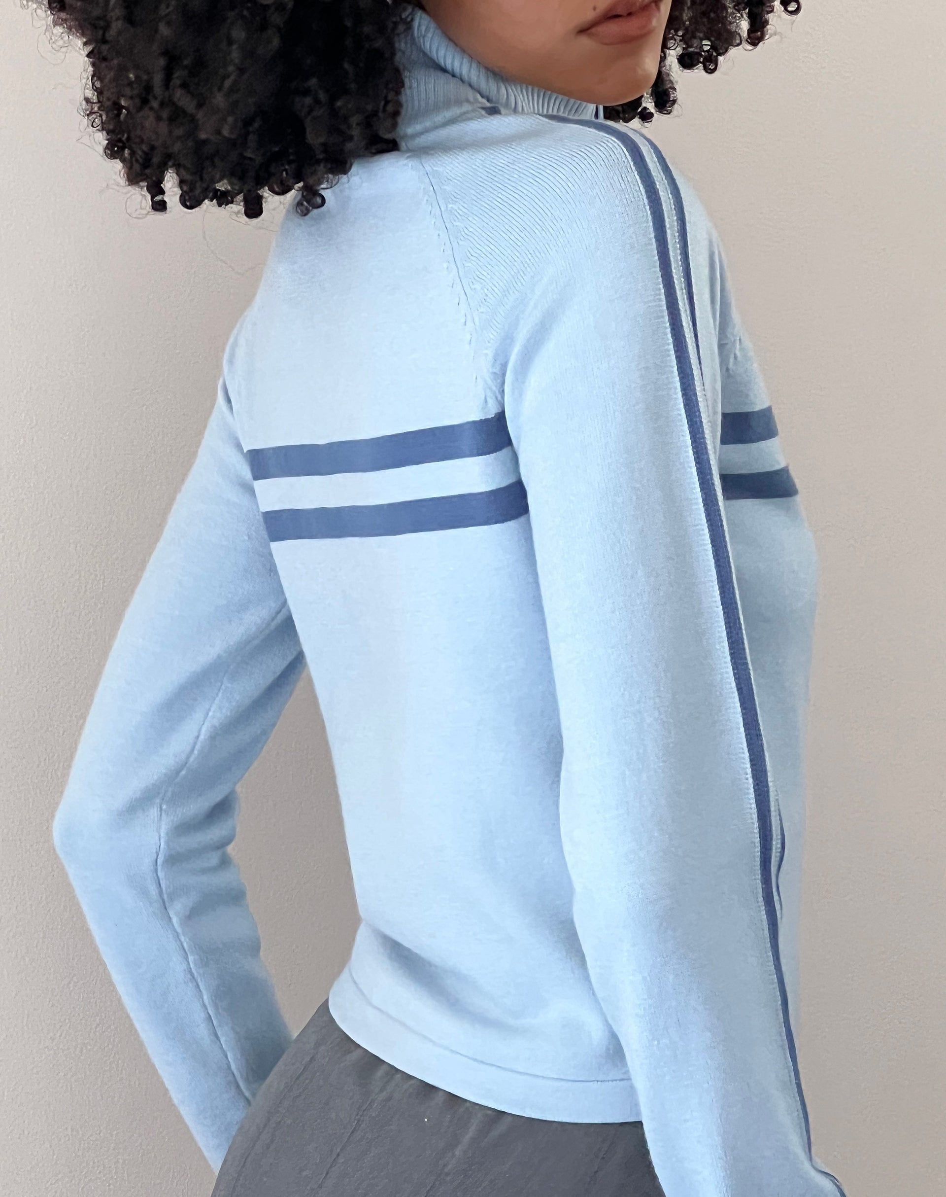 Afbeelding van Talisa Sportief Rits Door Jasje in Knit Lichtblauw