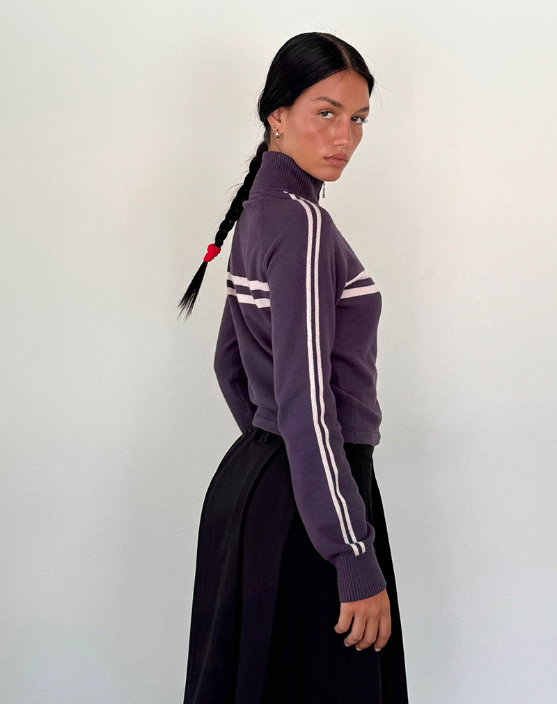 Afbeelding van Talisa Sportief Doorritsjack In Houtskool met Lichtgrijze Strepen