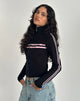 Afbeelding van Talisa Zip Through Jas in Zwart met Roze Streep
