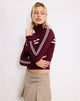Afbeelding van Talisa Zip Through Jacket in Maroon met witte streep