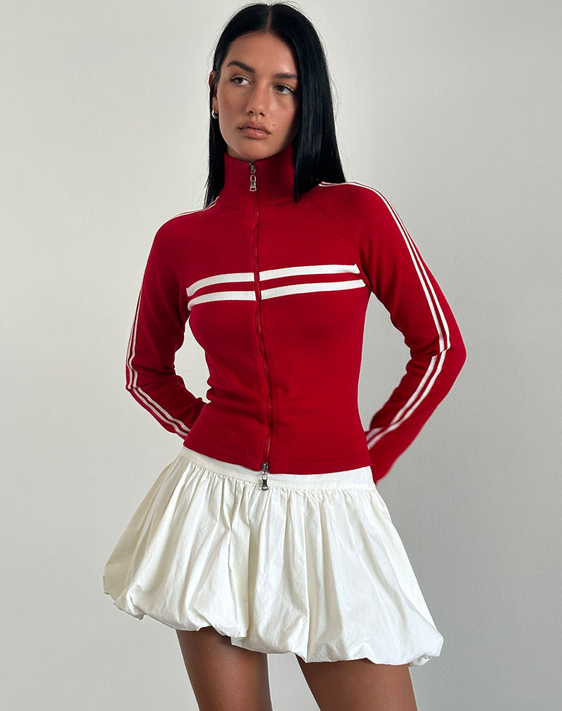 Afbeelding van Talisa Zip Through Jacket in Rood met Witte Streep
