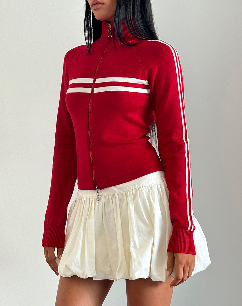 Afbeelding van Talisa Zip Through Jacket in Rood met Witte Streep