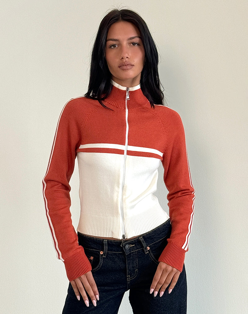 Afbeelding van Talya Jas in Paneel Rood met Wit
