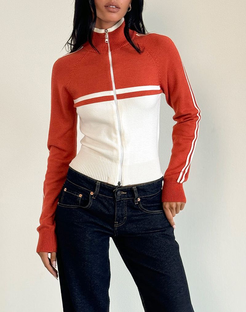Afbeelding van Talya Jas in Paneel Rood met Wit