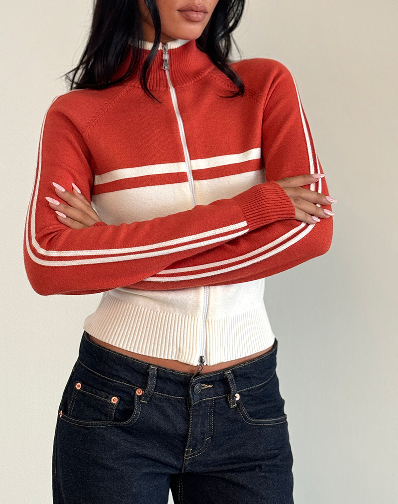 Afbeelding van Talya Jas in Paneel Rood met Wit