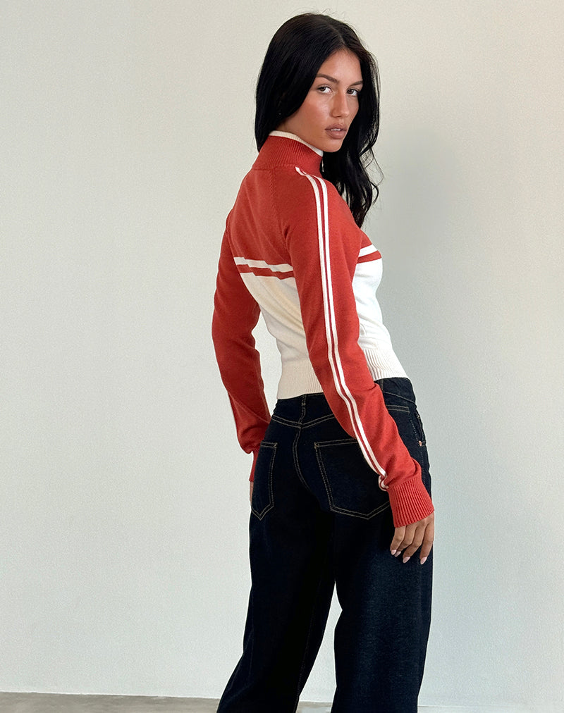 Afbeelding van Talya Jas in Paneel Rood met Wit