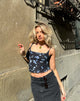 Afbeelding van Tamari Mesh Vest Top met Banddetail in Diffused Floral Navy