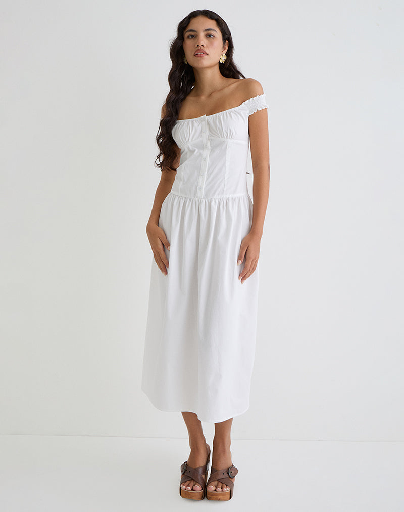 Tamashi Off the Shoulder Maxi Dress in Wit