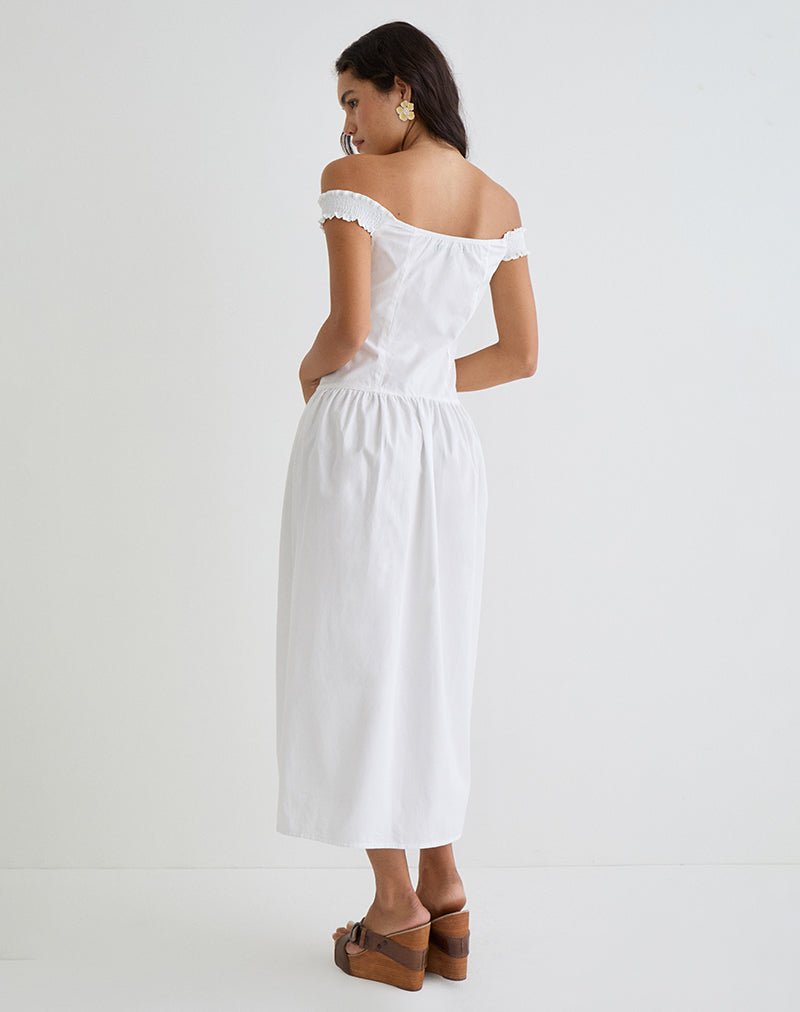 Afbeelding van Tamashi Off the Shoulder Maxi Dress in Wit