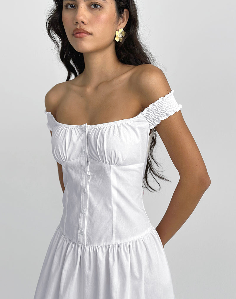 Tamashi Off the Shoulder Maxi Dress in Wit