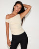 Afbeelding van Tamia Asymmetrische Top in Pailletten Mesh Ivoor