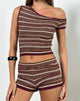 Afbeelding van Husan Hot Pants in Shimmer Stripe Knit Rust