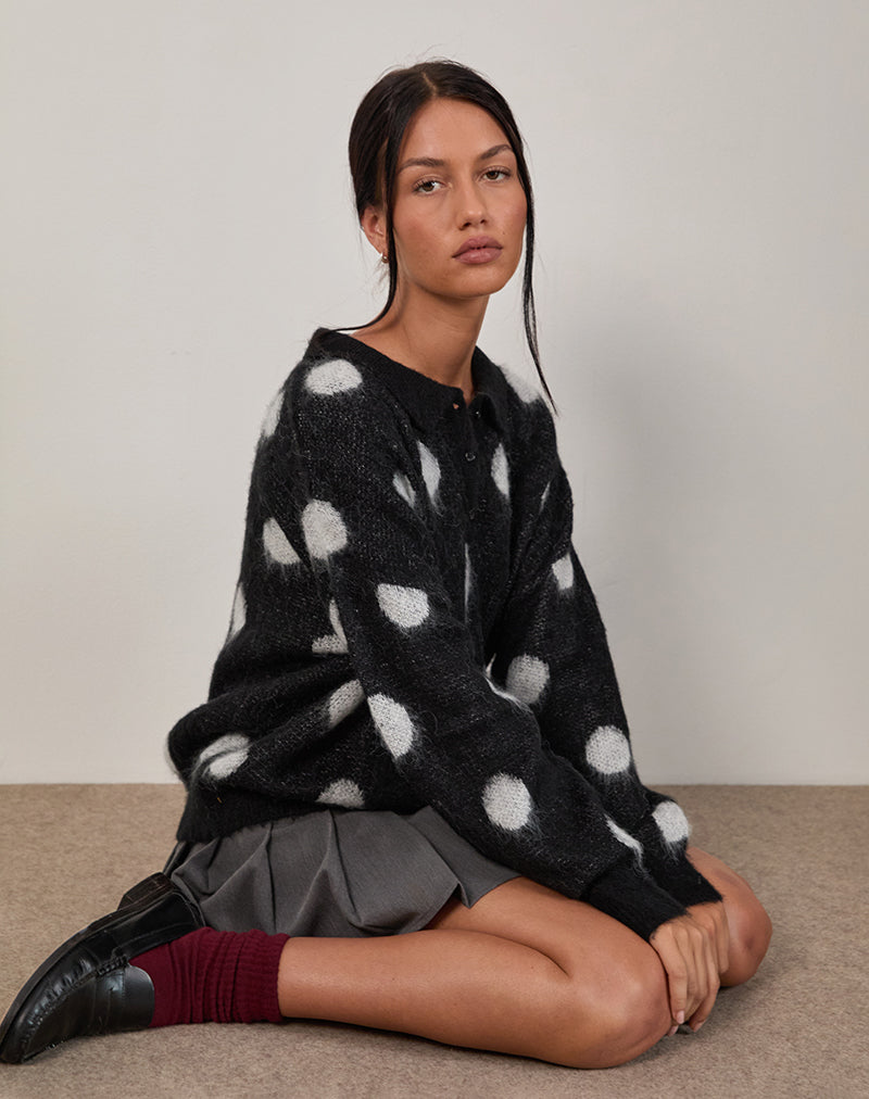Afbeelding van Tamika Oversized Trui in Polka Zwart
