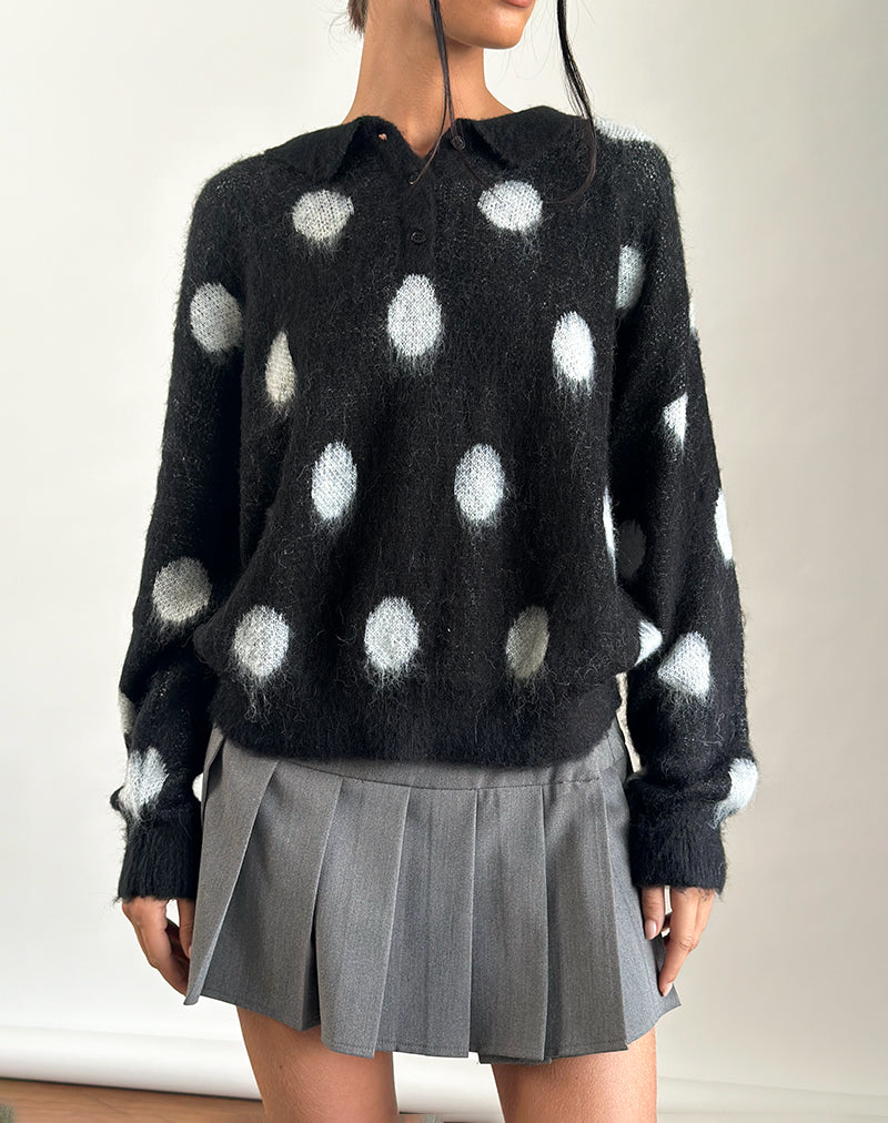 Afbeelding van Tamika Oversized Trui in Polka Zwart