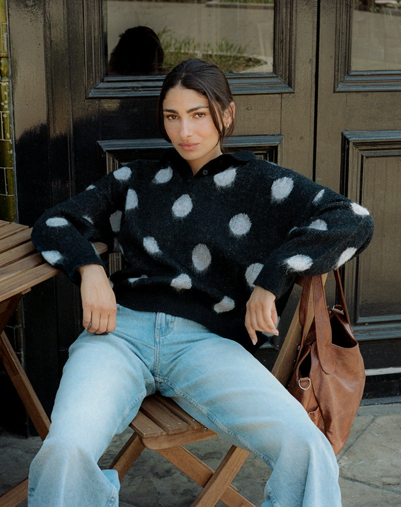 Tamika Oversized Trui in Polka Zwart