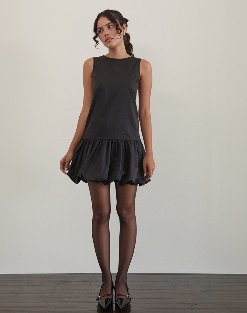 Tamilo Mini Jurk met Bubbelzoom in Zwart