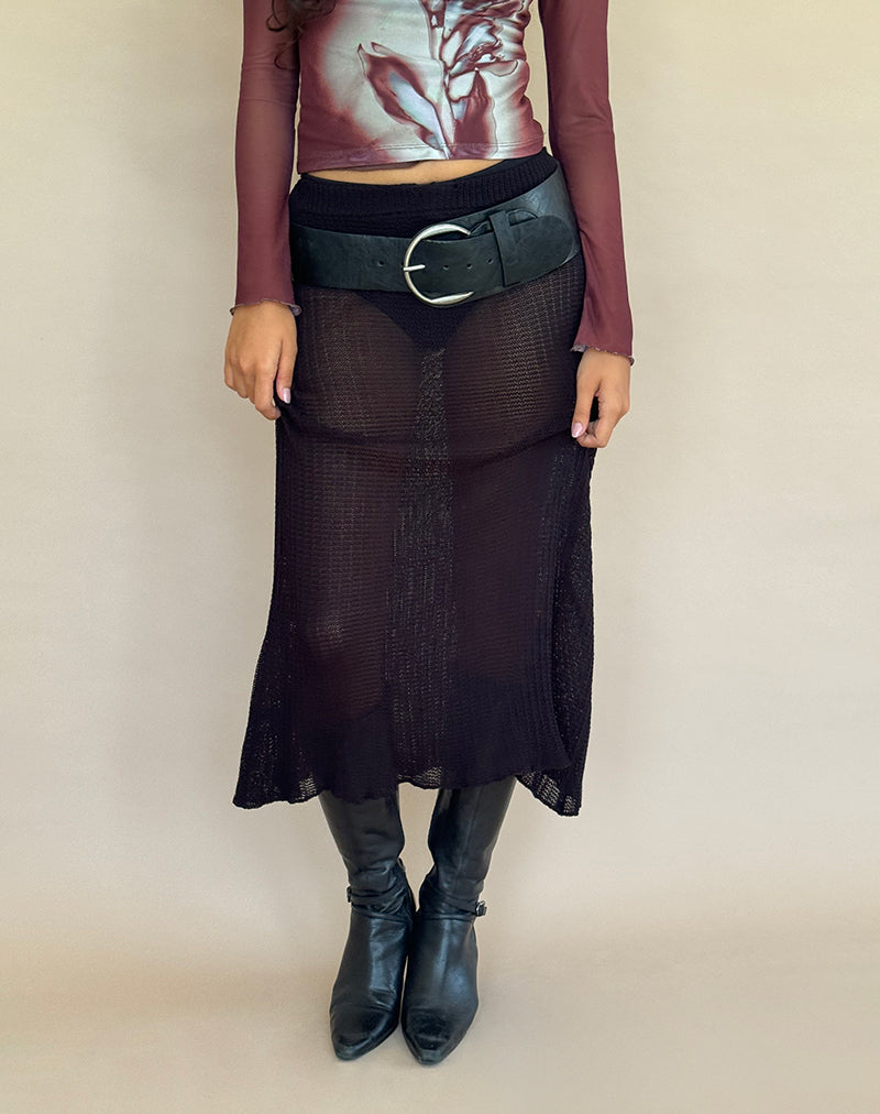 Afbeelding van Tanisha Midi rok in ribtricot Zwart