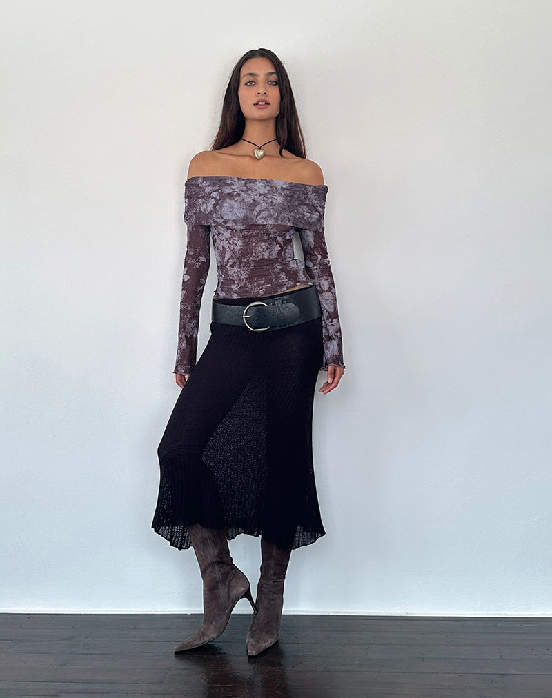 Afbeelding van Tanisha Midi rok in ribtricot Zwart