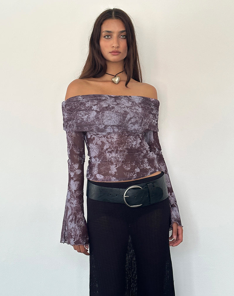 Afbeelding van Noelle Bardot Top in Botanic Sketch Purple