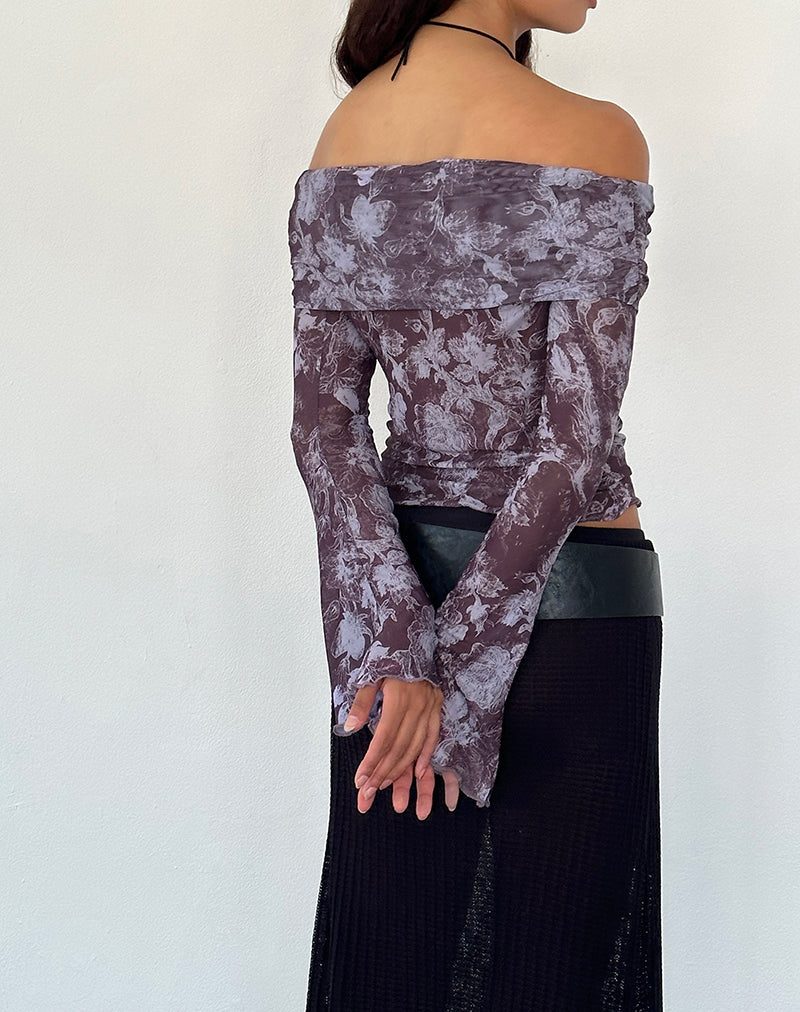 Afbeelding van Noelle Bardot Top in Botanic Sketch Purple