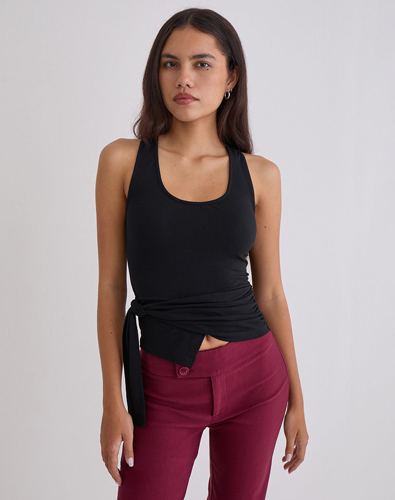 Image of Tanzy Tie Top in Jersey Black