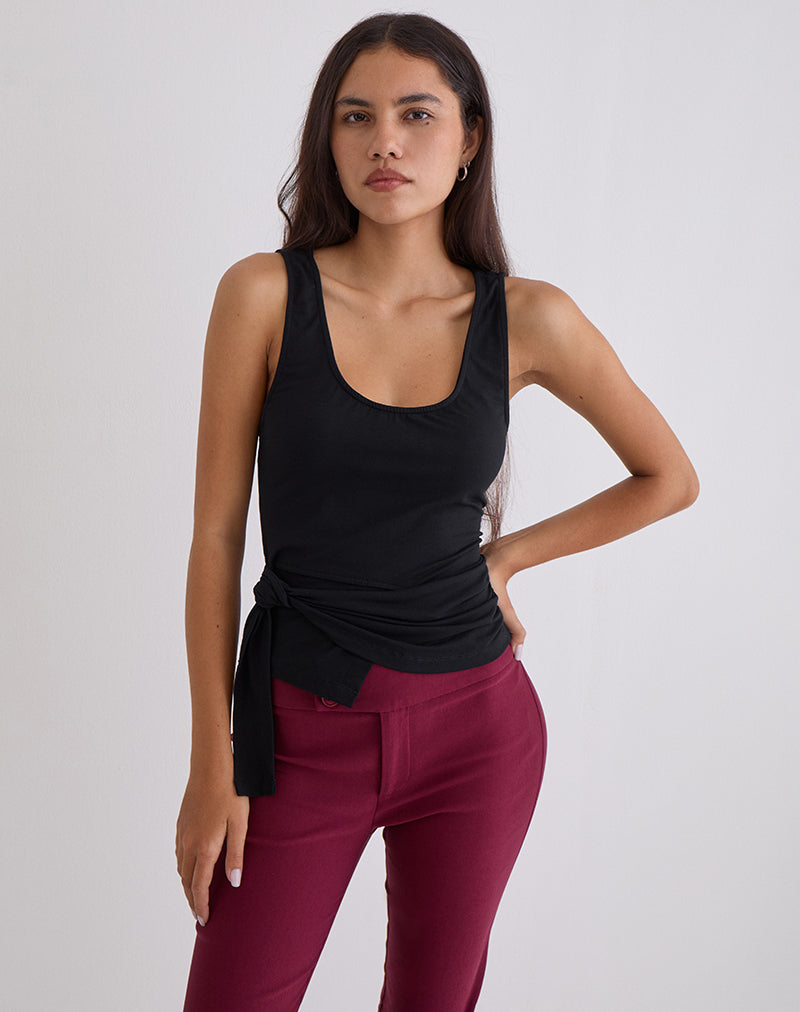 Image of Tanzy Tie Top in Jersey Black