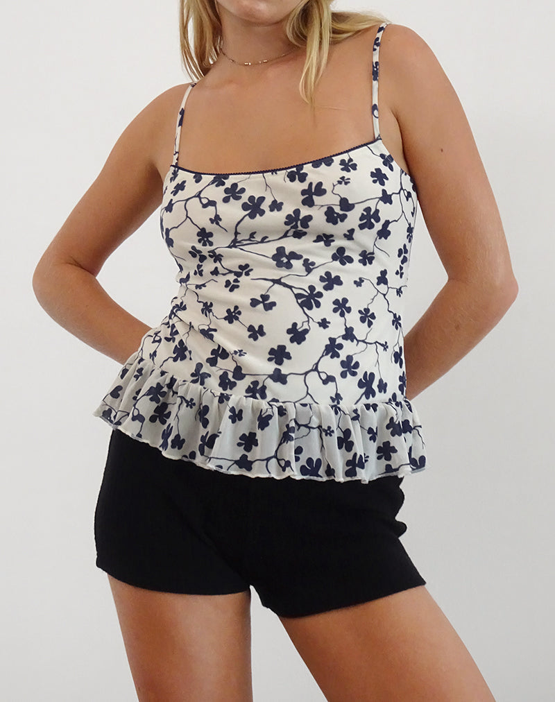 Afbeelding van Tarkam Top in Grunge Floral Flock Cream