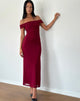Afbeelding van Tarna Bardot Maxi Dress in Mesh Bourgondië