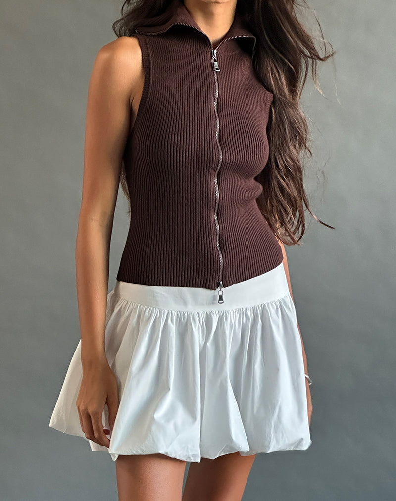 Afbeelding van Tarni Highneck Fold Over Tank Top in Bruin